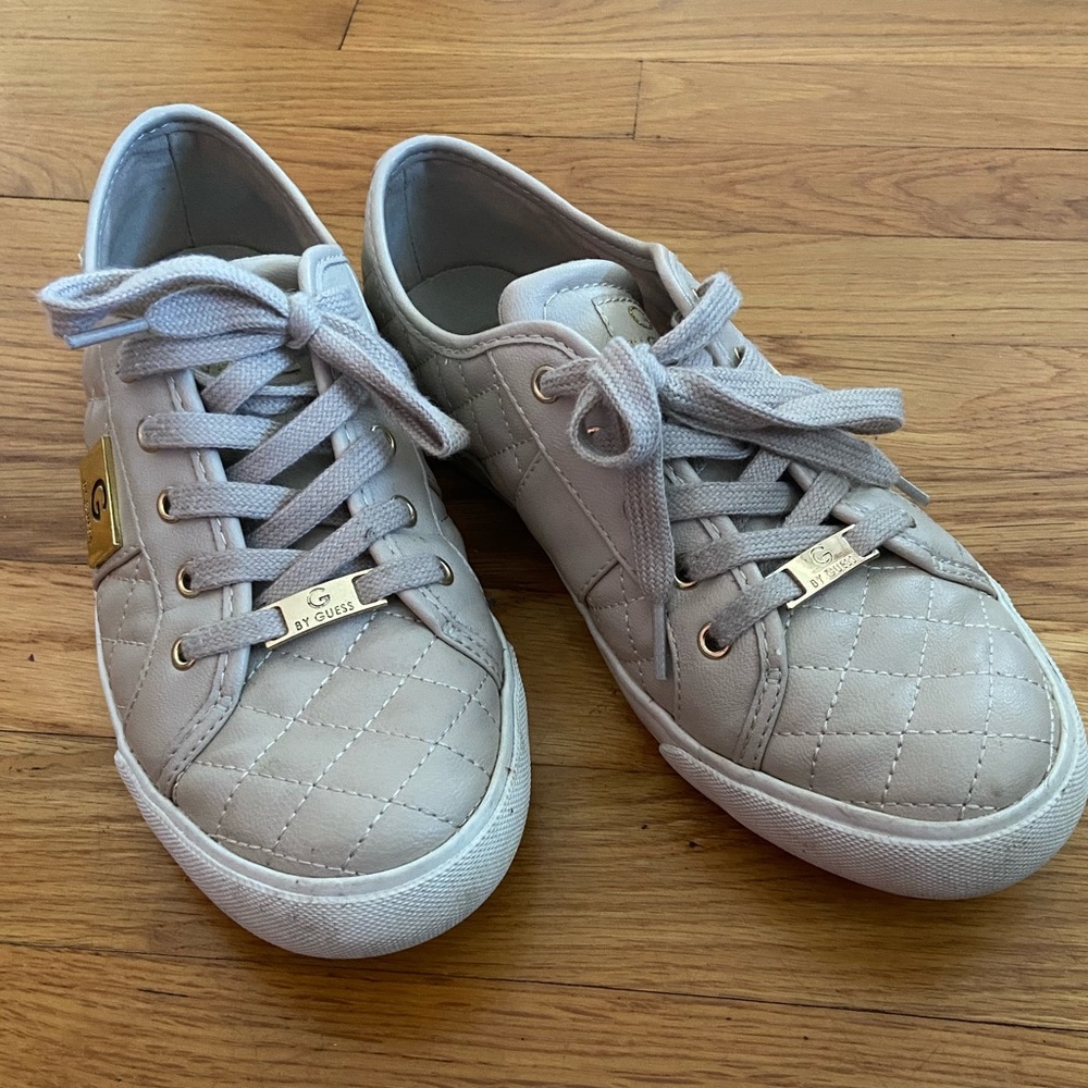 Guess Quilted Nude Sneakers with Gold Embellishments
